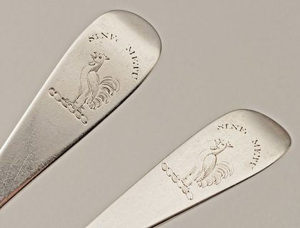 Scottish Silver Hanoverian Table Spoons (Pair) - Daniel Ker, Sine Metu, Jameson Family 